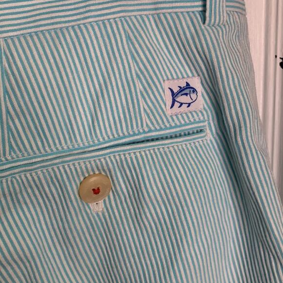 Southern Tide Flat Front Corded ‘The SkipJack’ Blue Pinstripe Shorts M-112 Sz 32 - Picture 8 of 8